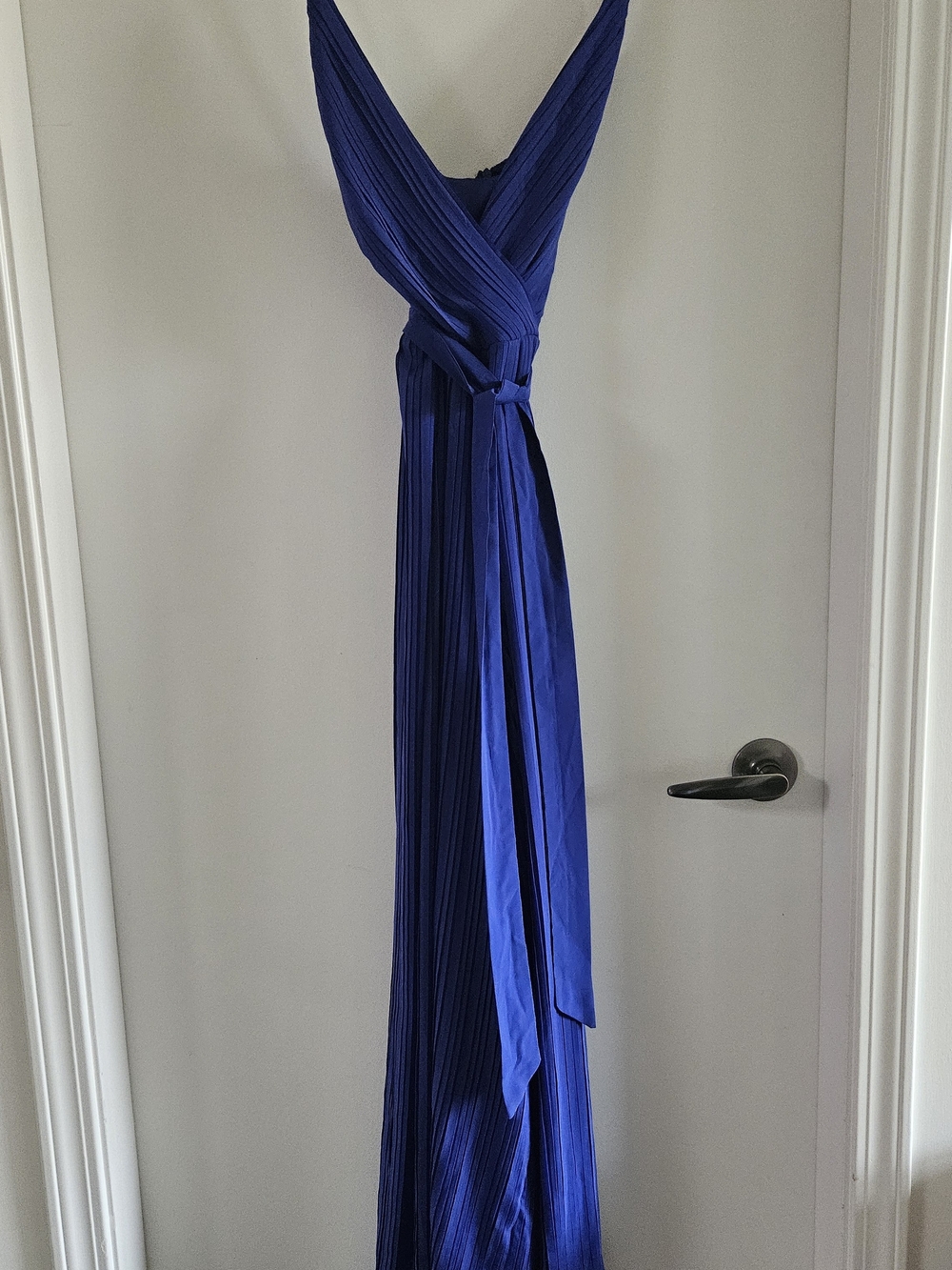 Royal Blue Pleated Jumper with Waist Tie